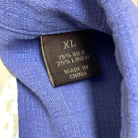 Mens Tasso Elba Island Silk Linen Blend Button Down Beach Surf Shirt - Picture 5 of 5